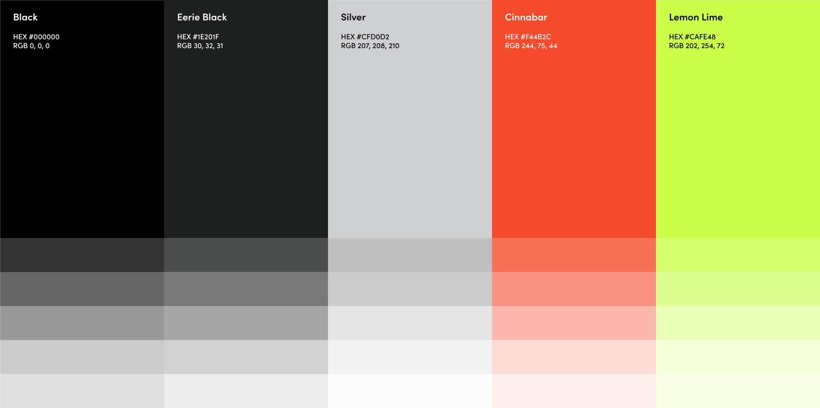 Palette colori brand identity MC Solutions - schema cromatico professionale